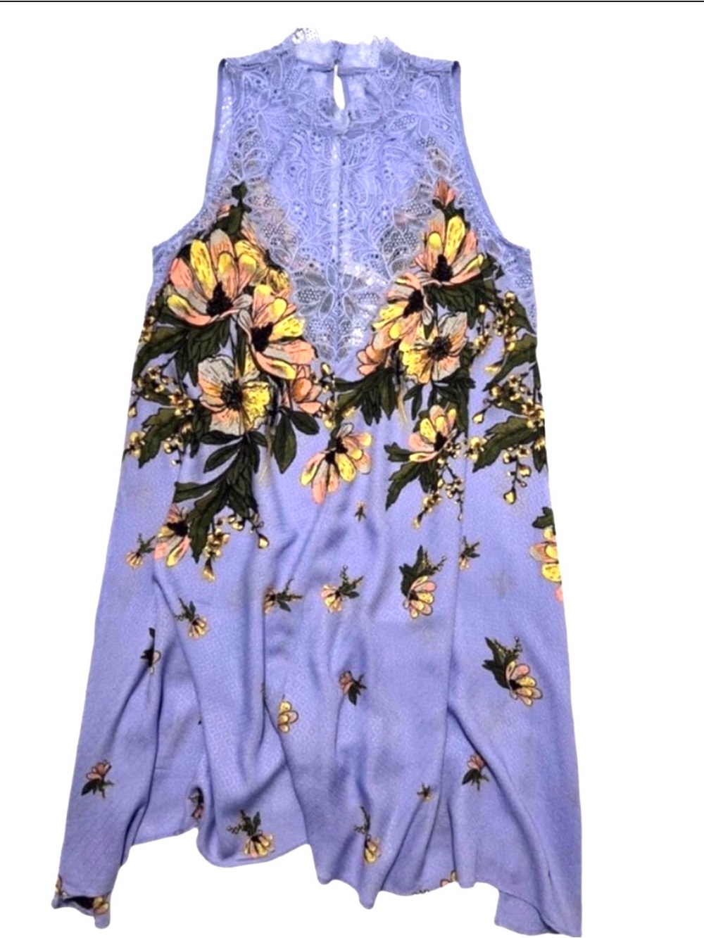NWT Free People Intimately Daydream Lace Mini Dress Blue Floral Boho Small